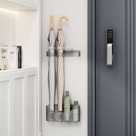 Lot 2 Porte‑parapluies Gris – Auto‑adhésifs, Montage Facile, Adapté Couloirs & Bureaux (1/5)