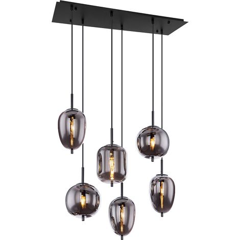 LED Hängeleuchte Pendelleuchte Esszimmerlampe verstellbar Schwarz Metall H 120 cm (1/5)