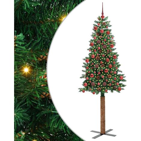 Schlanker Weihnachtsbaum mit 300 LEDs mit Ständer Grün 180 cm