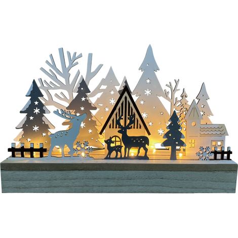 TrendLine Deko Holz 30 x 8 x 19 cm natur/weiß Figur