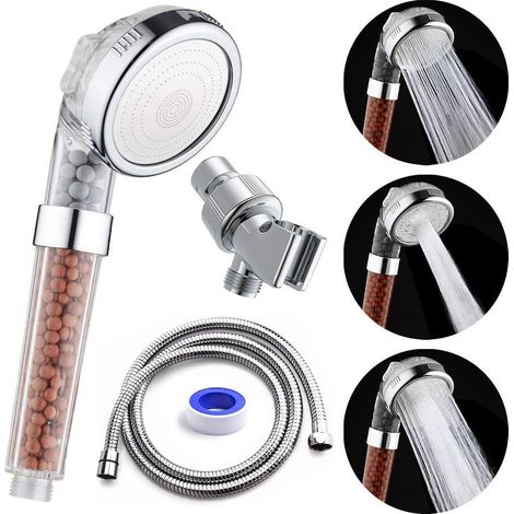 Douchette à main à 3 modes, haute pression, économie d'eau, avec filtre, avec flexible, pour une utilisation quotidienne dans la salle de bain.-AquaForge (1/4)