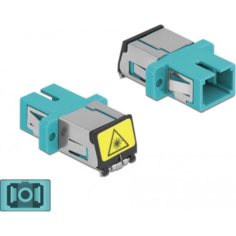 Delock Acoplador de Fibra Ãptica con protección láser flip SC Simplex hembra a SC Simplex hembra Multimodo aguamarina