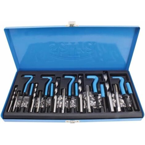 Kit de réparation de filetage M5 - M12 131 pièces avec foret HSS et coupe-filetage, inserts en acier inoxydable dans un coffret (1/2)
