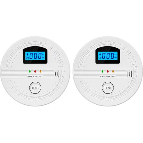 2 Packs Détecteur de Fumée et de Monoxyde de Carbone en 1 Détecteurs de CO Écran LCD Alarme Sonore et Lumineuse Intelligente Avertissement de Batterie Faible pour Bureau à Domicile Garage Hôtel Appart (1/4)