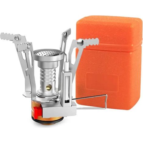 Réchauds de camping portables et réglables avec allumage piézoélectrique et vanne de contrôle, parfaits pour le camping, la randonnée et la cuisine en plein air. (1/5)
