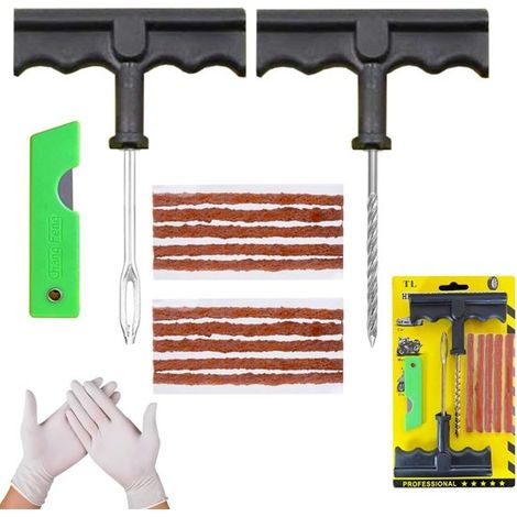 Kit de reparación de neumáticos al vacío de 24 piezas, clavos de goma para reparación de neumáticos, pequeño, kit de reparación (1/5)