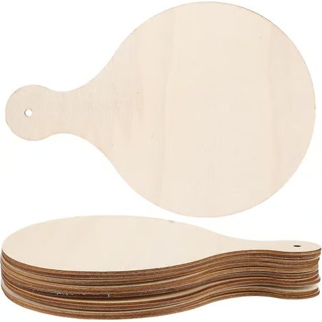 Lot de 10 plateaux ronds à pizza, planches à découper en bois brut, plateaux de service pour la cuisine (1/2)