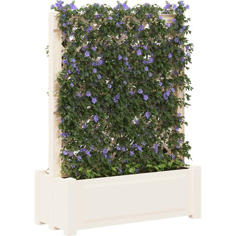 vidaXL Big Planter with Trellis White 99.5 x 43 x 133.5 PP