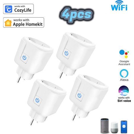 Prise intelligente avec ampèremètre, prise WiFi 16A, prise intelligente compatible Cozylife+Homekit avec commande vocale, télécommande APP, minuterie/4 pièce (1/5)