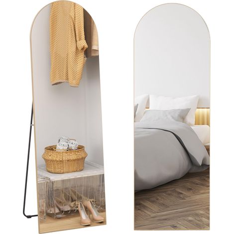 Miroir en pleine longueur 50 x 150 cm miroir sur pied grand miroir mural sans cadre pour salon, ton doré