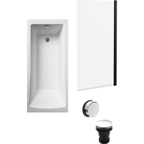 Square Single Ended 1700x700 with Leg Set & Black Screen & Chrome Waste