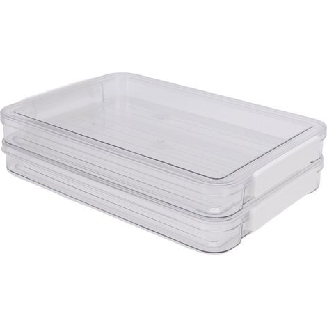 2 pièces bacs de rangement de fichiers en plastique plat avec couvercles verrouillables organisateur de documents boîte de projet portable empilable transparente pour papier de format A4 S (1/5)