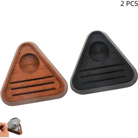 Base de madera marrón oscuro de 2 piezas para prensador de café, soporte triangular antideslizante para discos de 58 mm, 53 mm y 51 mm, 7,2 x 7,2 x 1,5 cm (1/5)