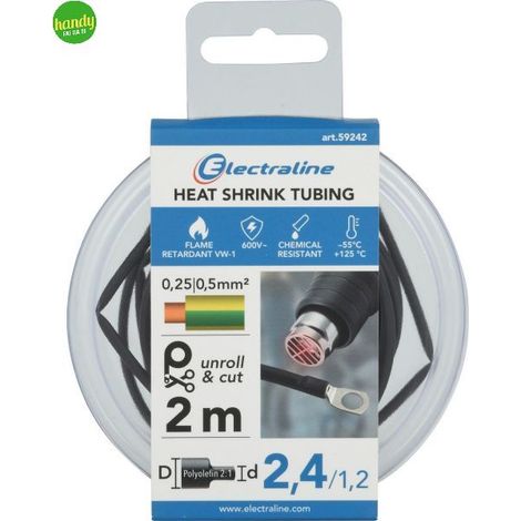 Guaina termostringente Electraline 2m nero 2,4/1,2 mm