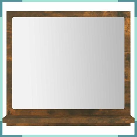 Miroir de bain - 815633 - Chêne fumé - Bois d'ingénierie - 40 x 10,5 x 37 cm (1/5)