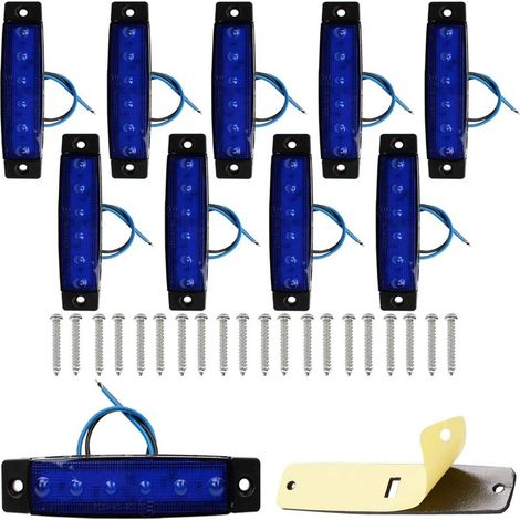 10 luces LED de perfil lateral, luces LED de perfil trasero de 12 V, intermitentes delanteros, luces de perfil lateral para remolque, camión, autobús y otros vehículos (azul). (1/5)