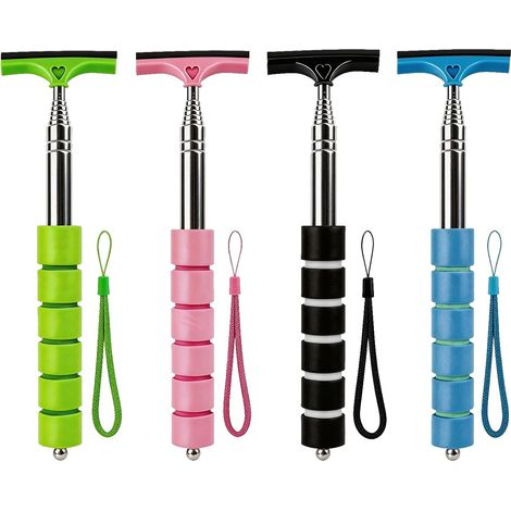 Raclettes – lot de 4 raclettes pour rétroviseurs latéraux et rétroviseur intérieur, avec manche extensible pour vitres de voiture, carrelage, salle de bain, fenêtres et surfaces vitrées (1/5)