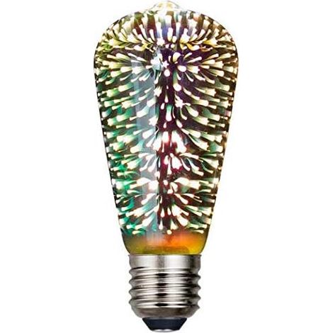 Lot de 1 ampoule LED vintage Edison, ST64 4,5 W, ampoule à filament de feu d'artifice 3D colorée, 300 lumens, 2700 K (blanc chaud), ampoule décorative, culot moyen E27 [Classe énergétique A+] (1/5)