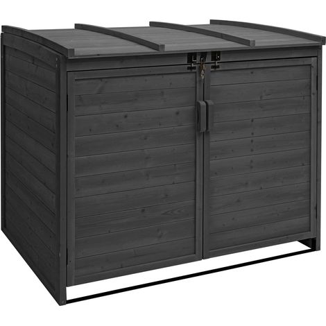 2x copribidoni box spazzatura rifiuti HHG-686b 104x137x132cm legno abete antracite
