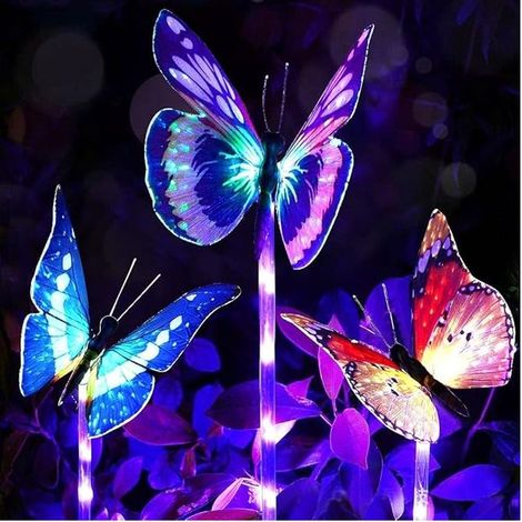 Lot de 3 Papillons Solaires LED Multicolores – Décoration Lumineuse pour Jardin Terrasse – Extérieur (1/5)