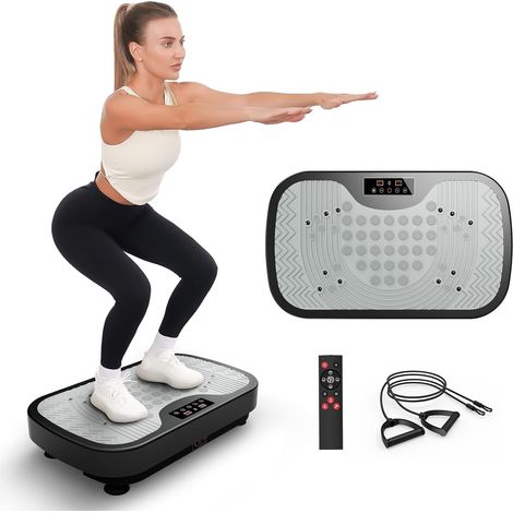 Vibration Plate Entraînement de Tout Le Corps pour la Maison 9 Modes d'agitation 99 Niveaux de Vibration avec Bandes de résistance à Distance Capacité de Charge 150kg (1/5)