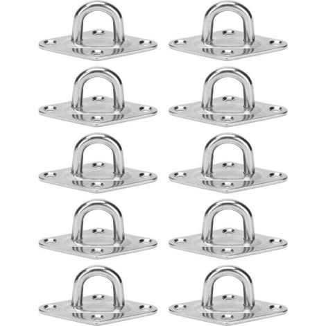 Crochet de Fixation Murale de Plafond Robuste Anchor Pad Eye Plate Acier Inoxydable 304 M5 5mm 3/16" (10 pièces) (1/4)