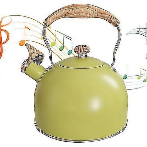 Théière sifflante rétro 2,5 l en acier inoxydable  Compatible avec les plaques de cuisson à induction, électriques et halogènes, avec poignée résistante à la chaleur (1/5)