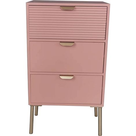 3 Drawers Chest of Drawers - Wood - L30 x W40 x H75 cm - Pink