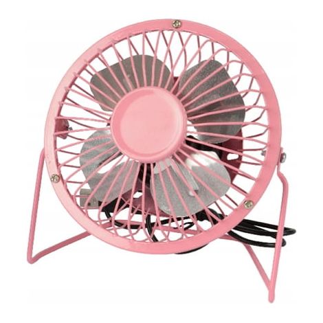 Ventilatore da scrivania in metallo 14,5x8x15 cm con porta USB, colore rosa/blu (1/3)