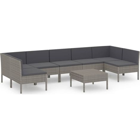 Maison Exclusive - Set Divani da Giardino 8 pz con Cuscini in Polyrattan Grigio