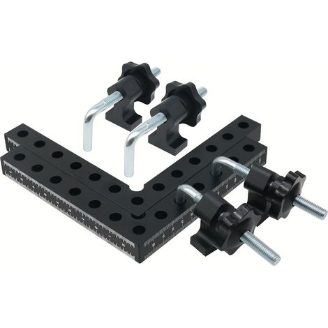 Bloques de posicionamiento de 90 grados, clips de montaje de aluminio en ángulo recto, herramientas de carpintería para marcos de fotos - Paquete de 2 (14 cm/5,5") (1/5)