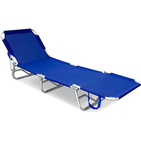 Lettino da Giardino Capri 190x58x24,5 cm Pieghevole in Textilene Blu