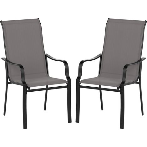 COSTWAY Set di 2/4 Sedie da Pranzo Giardino, Mobile da Pranzo con Schienale Alto, Struttura in Metallo, Poltrona per Esterno Giardio Balcone, Portata 150 kg (1/5)