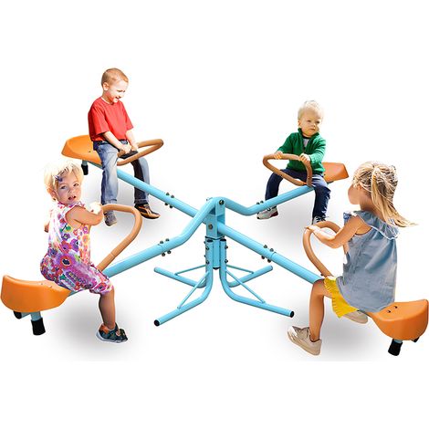 Altalena a bilico per bambini 4 posti 182,88 cm blu e arancione in ferro e plastica (1/5)