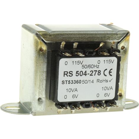 Transformateur à montage sur châssis, Vin 115V ac, 230V ac, Vout 6V c.a., 2 sorties, 20VA ( Prix pour 1 )