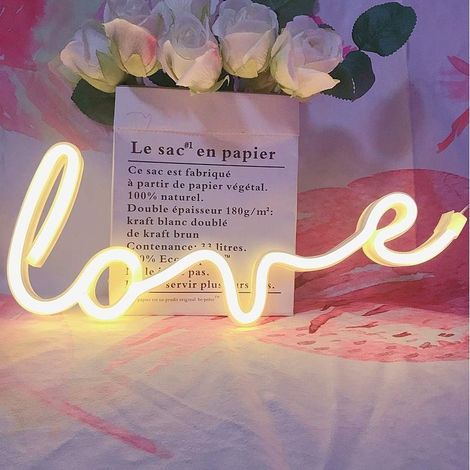 Neon Art Love Signs Light LED Love Kids Gift-Decorative Marquee Sign for Wall Room Wedding Party Bar Pub Hotel Beach Recreational (Warm White) (1/5)