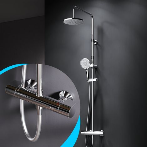 AM.PM Duschsystem Regendusche mit Thermostat 38℃ Edelstahl Duscharmatur Set Duschsäule Regendusche, inkl. verstellbar Duschstange F07XA400 X-Joy,Chrom (1/5)