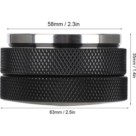 Kaffeetamper aus schwarzem Edelstahl mit flacher Basis von 58 mm, Zubehör für Heim- und Café-Cafés. (1/5)