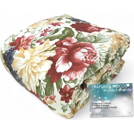 Trapunta Fiocco Sanderson Fiore Vintage – Invernale 300 gr/mq, Microfibra Morbida, 4 Punti Calore – Made in Italy 2 PIAZZE (1/5)