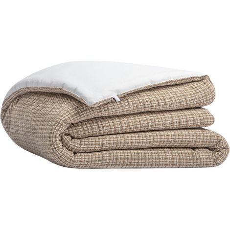 Chemin de lit 90x200cm coton tissage texturé coloris beige et blanc - ANTOINE