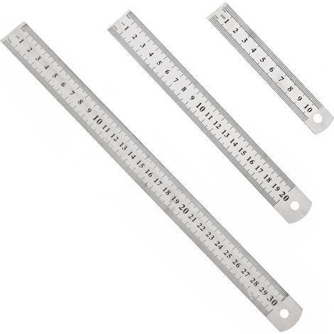 3 Stück Edelstahl Präzisionslineal Metall Gerade Lineal im Set 15 cm (6''), 20 cm (8''), 30 cm (12'') Silber Edelstahllineal (1/5)
