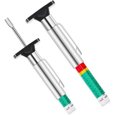(25MM/32nds, 2pcs)Jauge de profondeur de bande de roulement, Jauge de profondeur de pneu à code couleur intelligent Jauges métriques de profondeur de bande de roulement de voiture à code couleur (1/4)