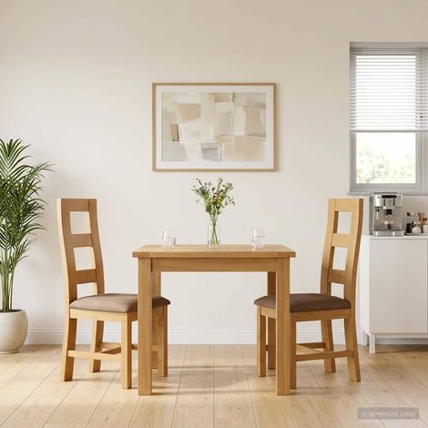 vidaXL Chaise de salle à manger 2 pcs Bois de chêne massif Gris (1/5)