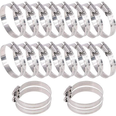 Surtido de 20 abrazaderas de manguera de tornillo sin fin ajustables de acero inoxidable 304 (46-70 mm) (1/5)