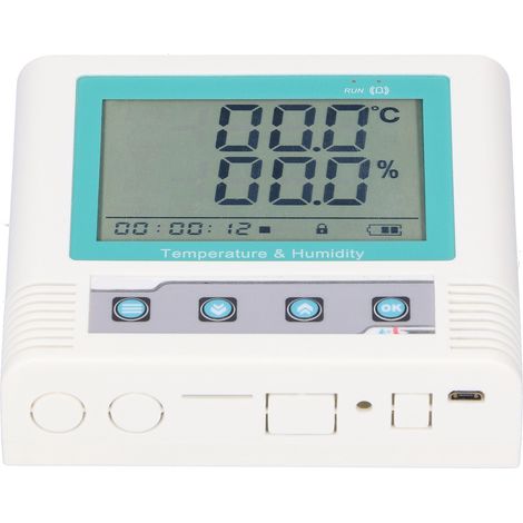 Enregistreur de données de température et d'humidité USB avec écran LCD, capteur intégré, DC 5V (groupe de 26 données) (1/5)