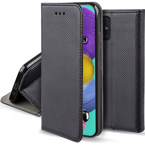 Étui à rabat pour Samsung Galaxy A51 Smart Book, étui magnétique noir et verre (1/5)