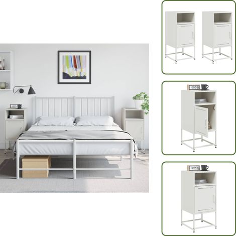 Nachttische 2 Stk. Weiß 36x39x78 cm Stahl - Nachttisch - Nachttische - Schrank - Nachtschrank (1/5)