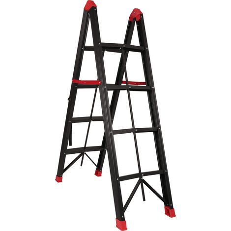 Escalera Plegable De 4 Peldaños ,Escalera De Tijera Antideslizante, Fácil De Guardar Escalera De Tijera Portátil Para Interior/Exterior, Negro (1/5)