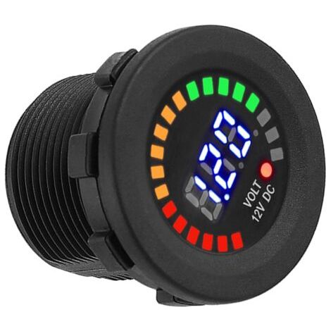 QORVA-Voltmètre à affichage numérique LED pour moto et voiture, 12 V, étanche, jauge de tension, noir, nouveau (1/5)