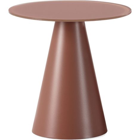 Table d'appoint ronde en verre trempé et métal ø45cm - Marron glacé - Celeste